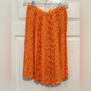 Vintage Ungaro Solo Donna Italy Silk Blend Orange Animal Print Midi Skirt 8